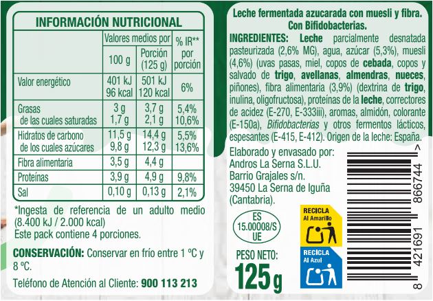 Bifidus Alipende pack 4 muesli y fibra