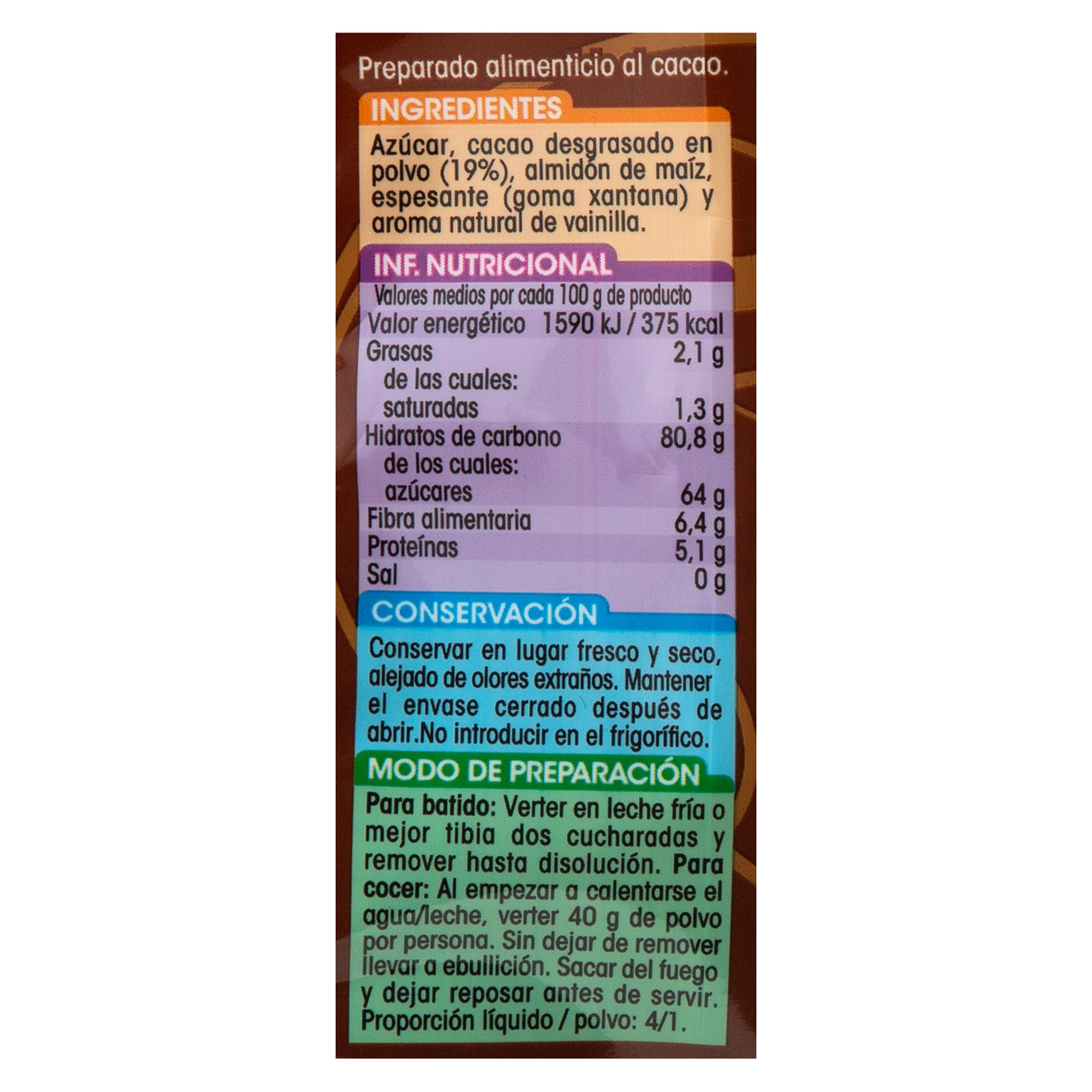 Preparado alimenticio al cacao sin gluten Alipende 400g