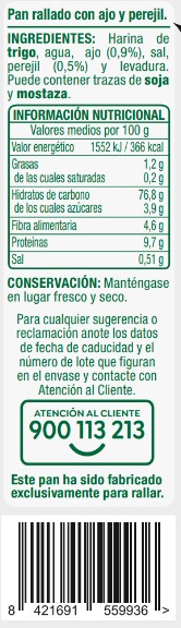 Pan rallado Alipende 500g con ajo y perejil
