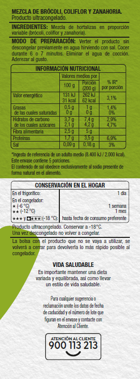 Mezcla verduras Alipende brócoli coliflor zanahoria 1kg