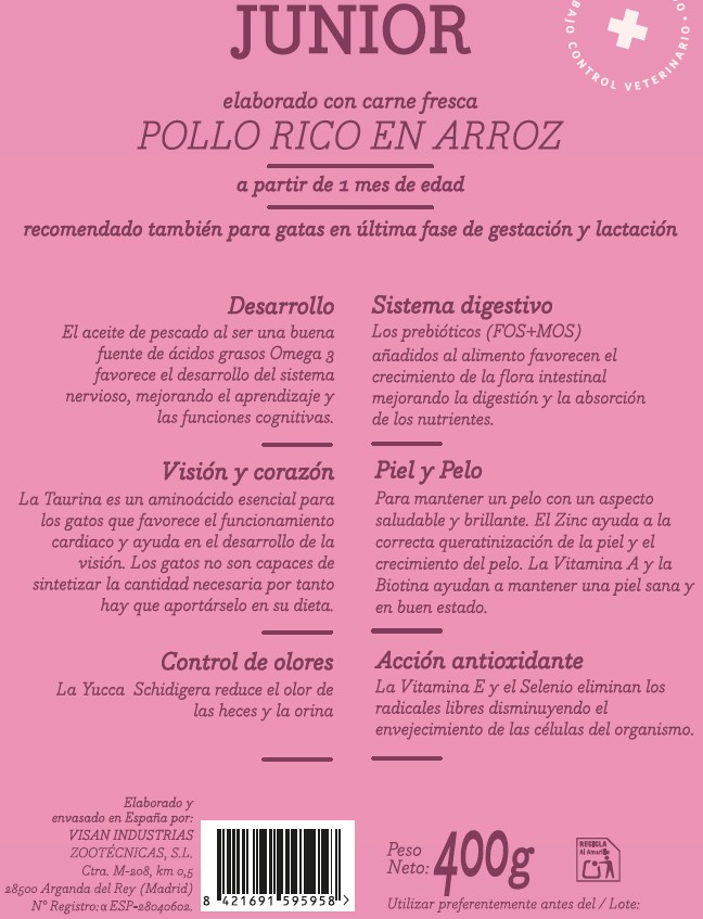 Alimento completo para gato junior Meque pollo arroz 400g
