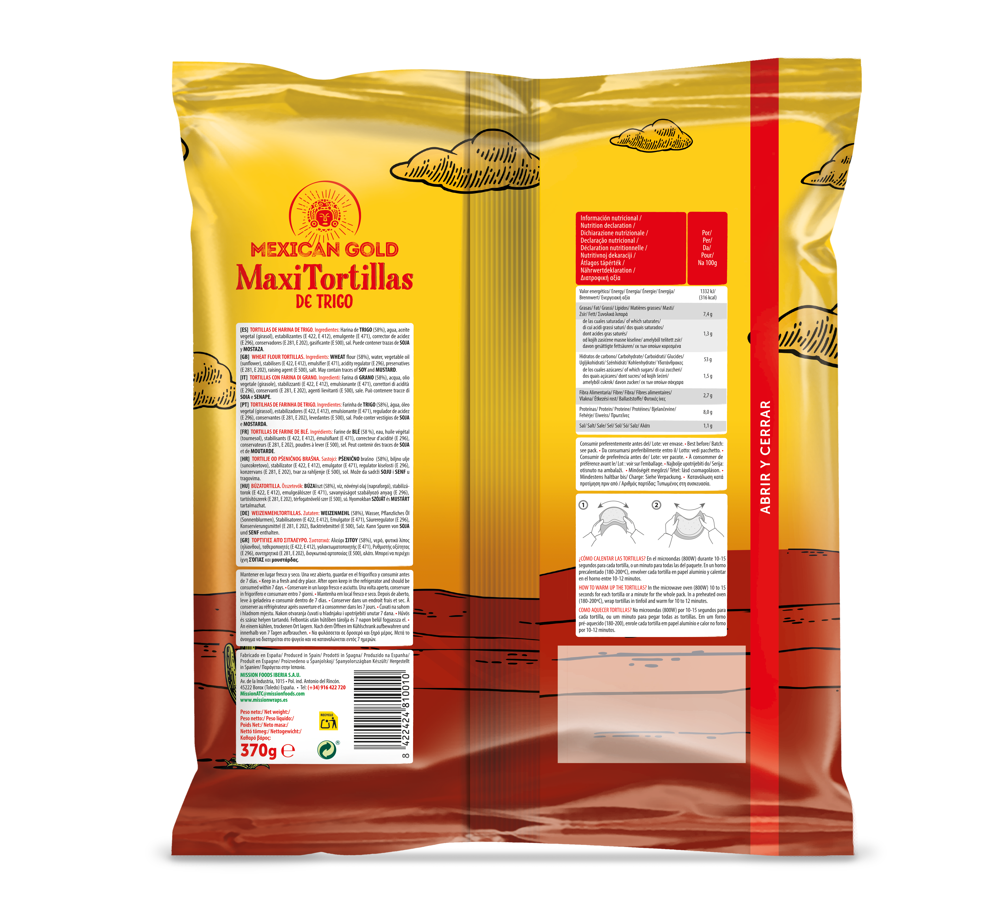 Tortilla de trigo Maxi Mexican Golf 370g