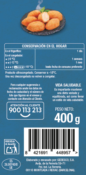 Croquetas Alipende 400g bacalao