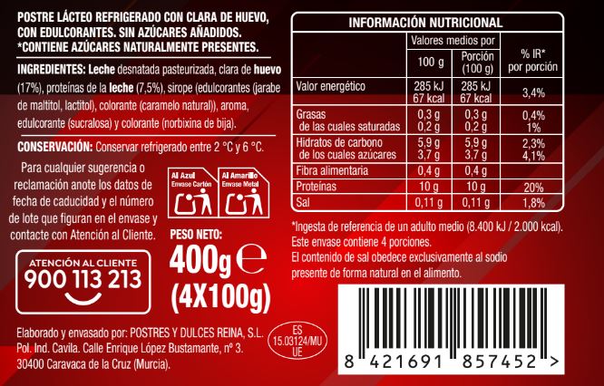 Flan proteínas Alipende 4 unidades huevo