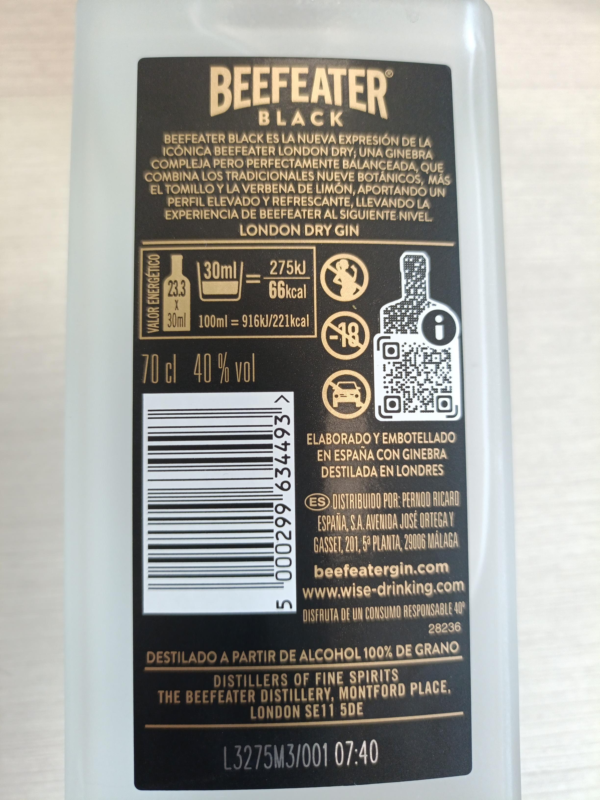 Ginebra Beefeater Black 70cl