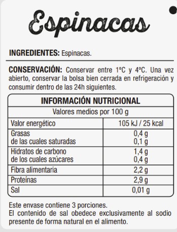 Espinaca bolsa Alipende 300g