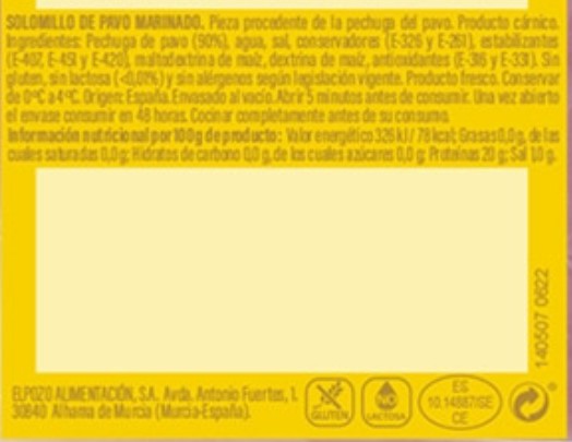 Solomillo de pavo extratierno marinado All Natural ElPozo 2 unidades peso aproximado 600 g