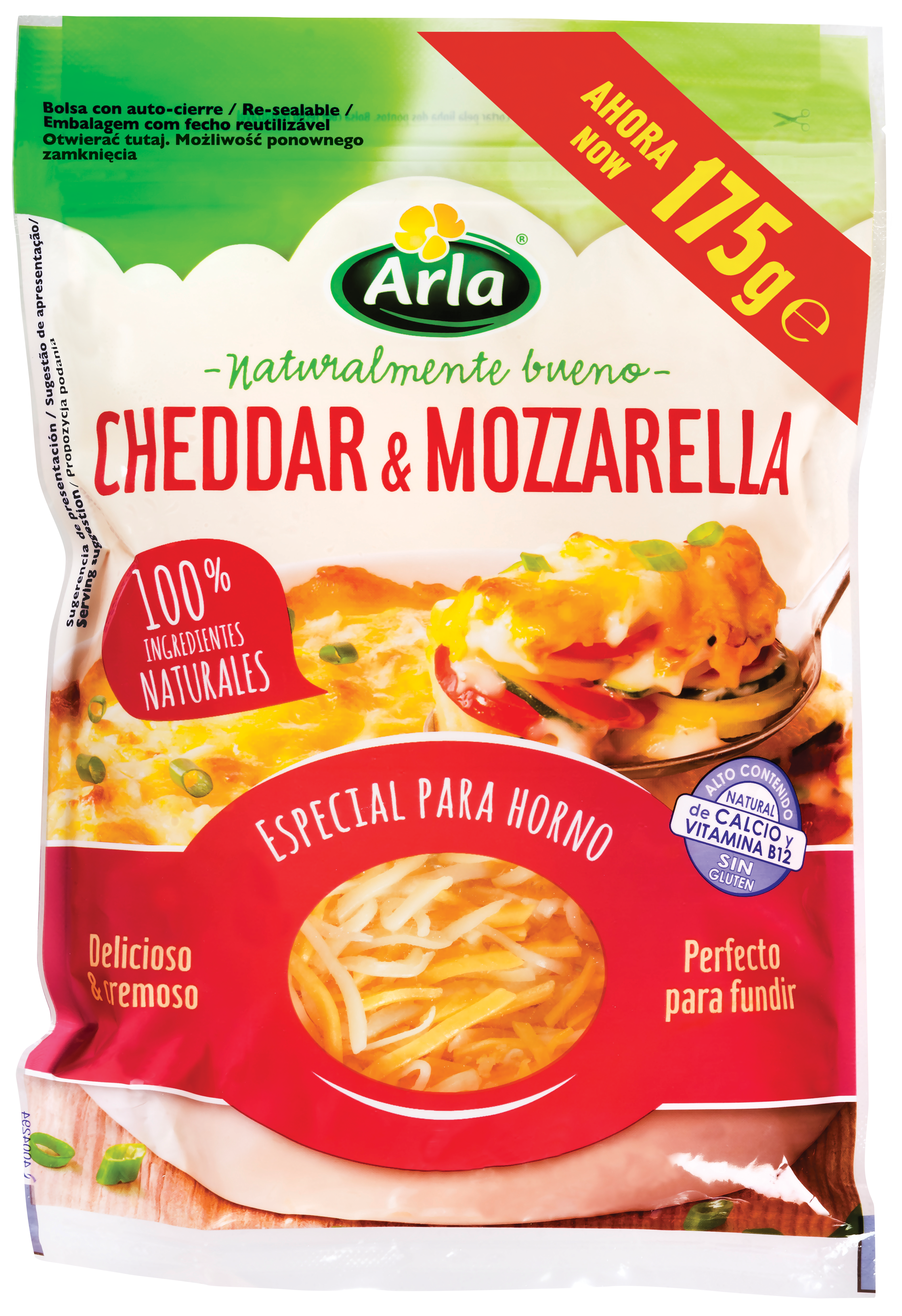 Rallado Cheddar& Mozzarella Arla 175 gr Especial Para Horno