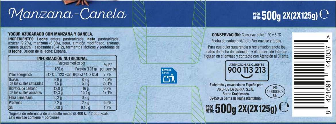 Yogur estilo griego Alipende pack 4 manzana y canela