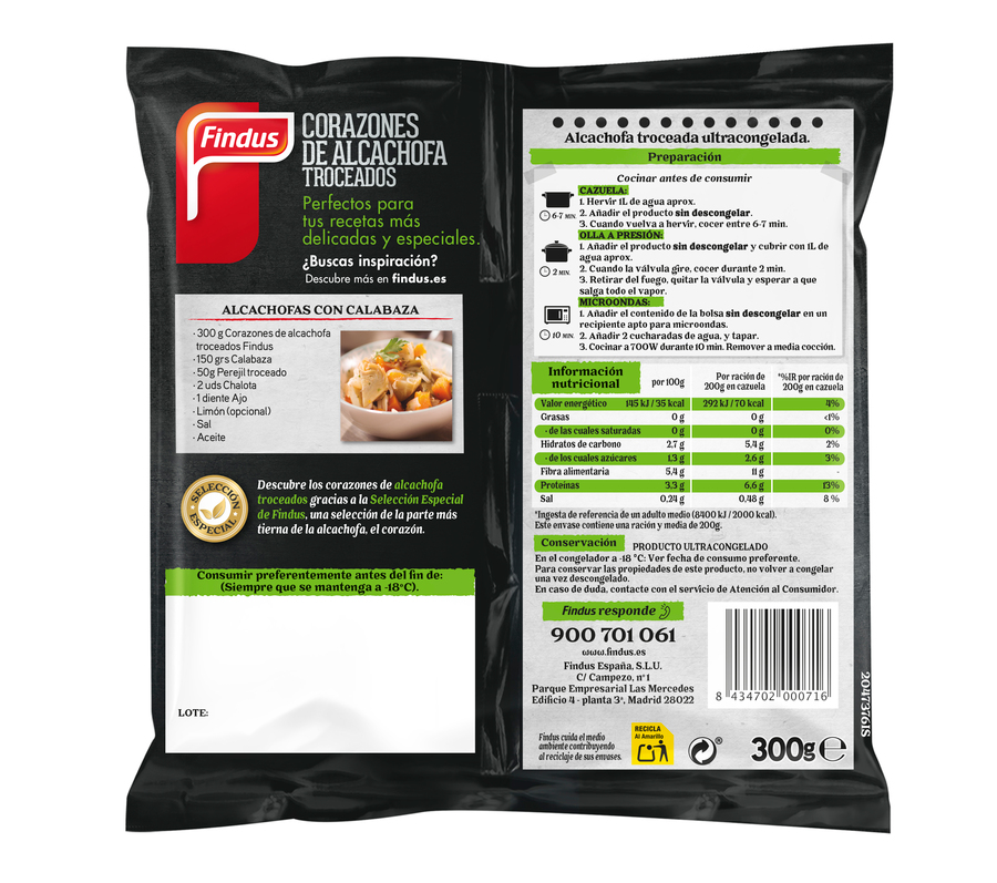 Corazones de alcachofa Findus 300g