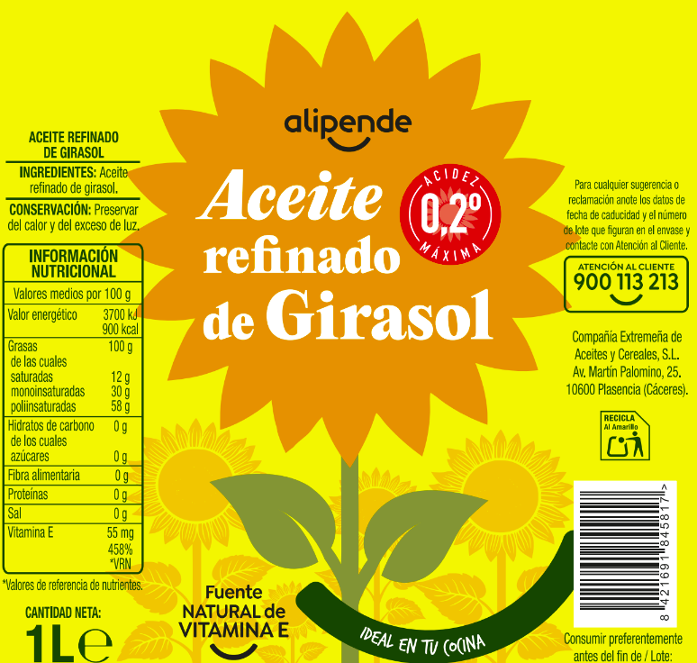Aceite de girasol Alipende 1l