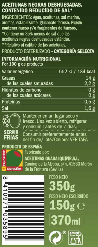 Aceituna negra sin hueso Excelencia 150g