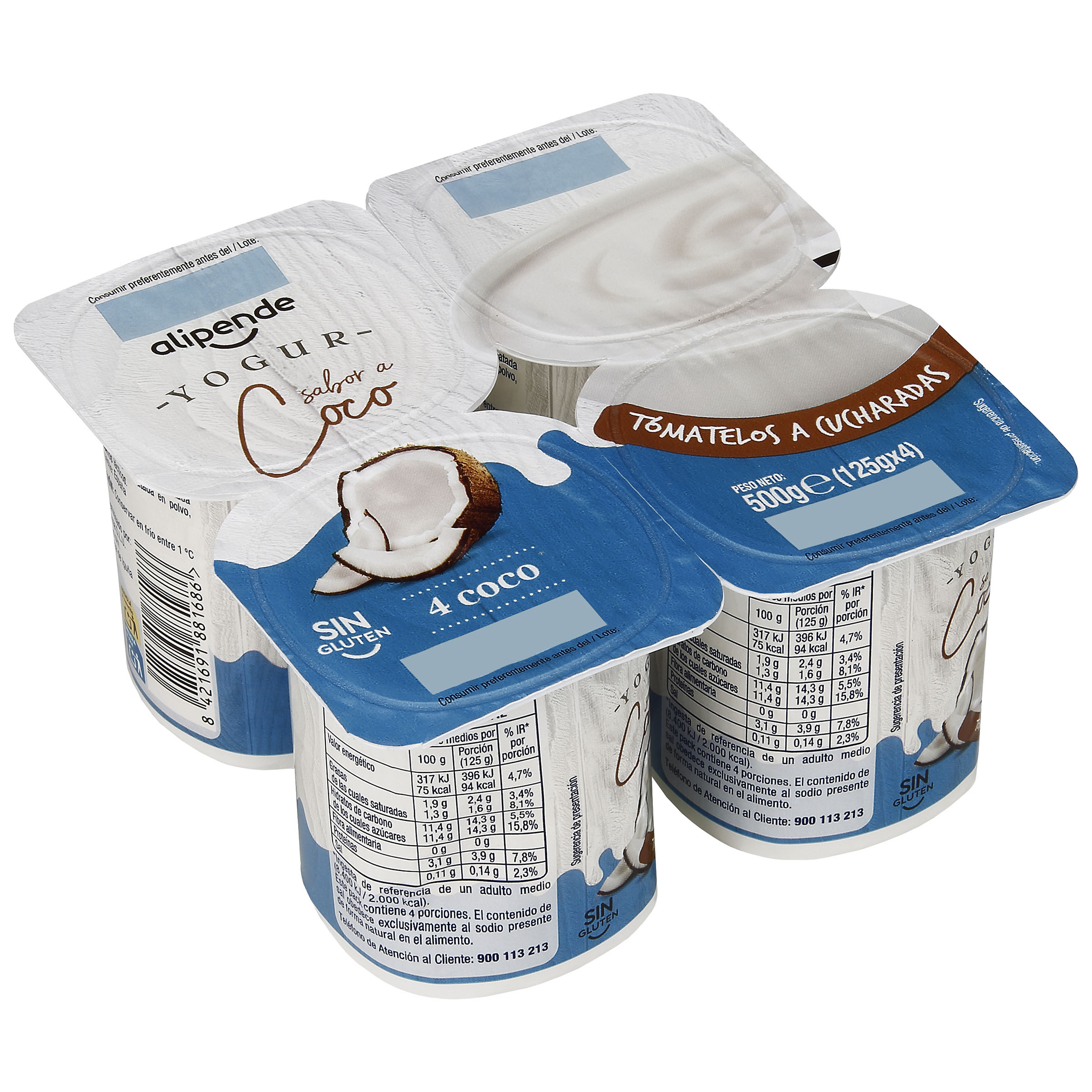 Yogur pack 4 con sabor a coco Alipende