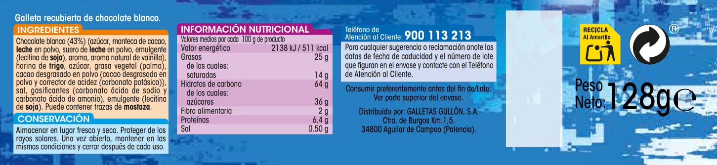 Galletas de chocolate blanco Alipende 128g