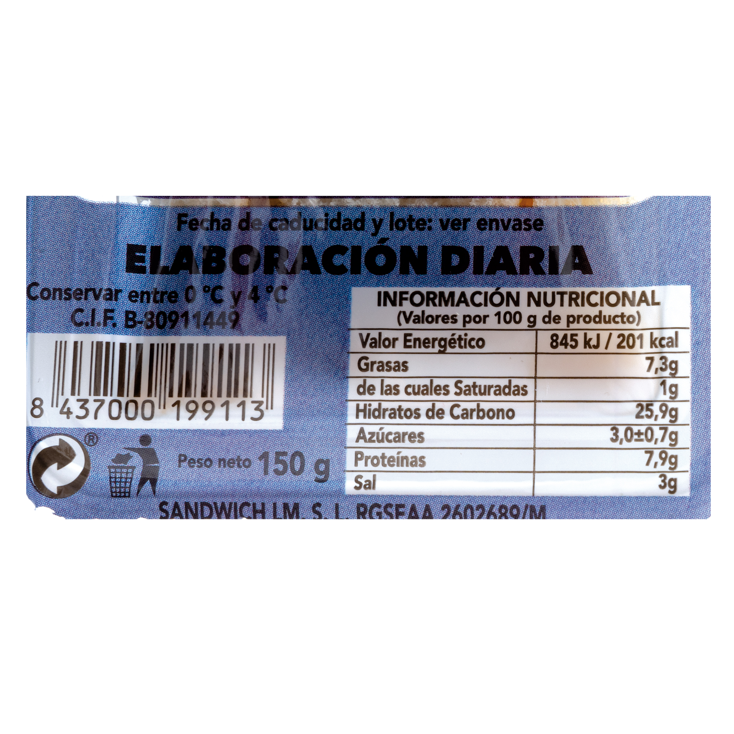 Sandwich 150g palitos de mar