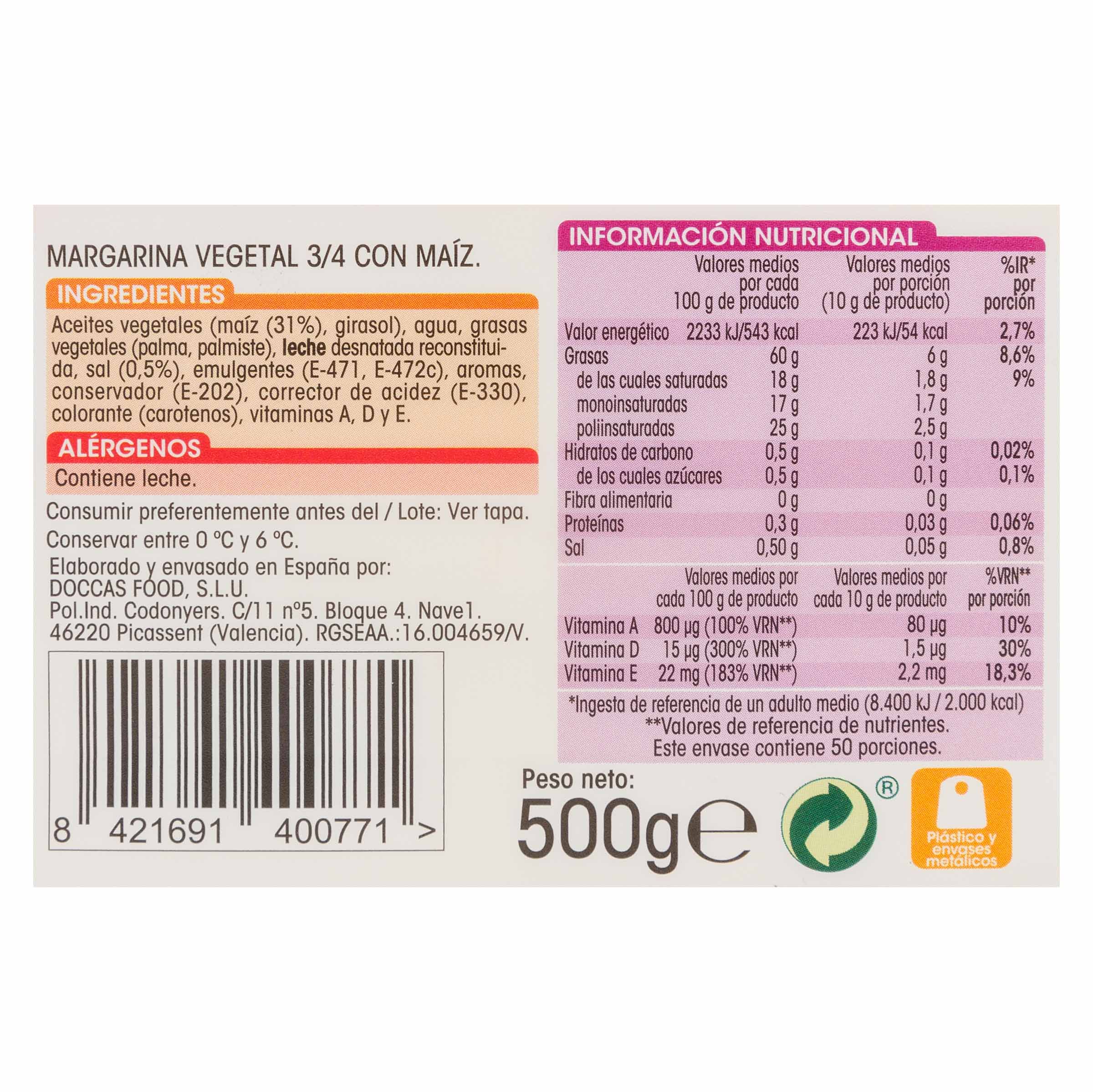 Margarina maíz Alipende 500g