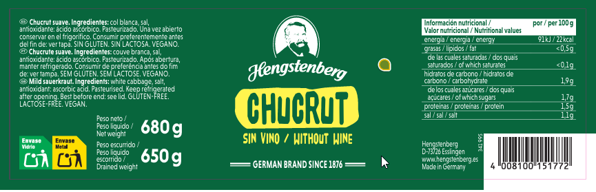Chucrut Hengstenberg con 680g