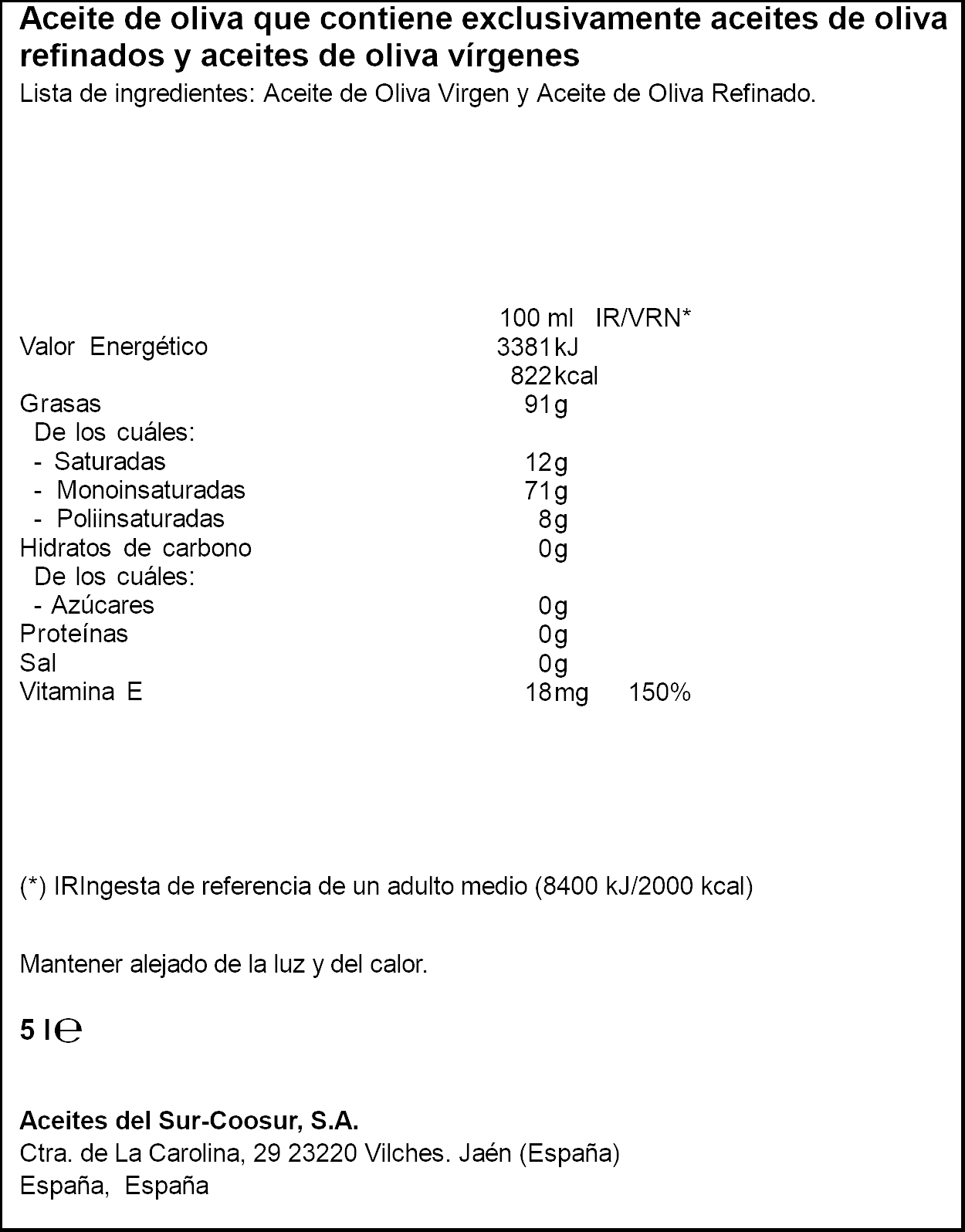 Aceite de oliva intenso 1º Coosur 5l