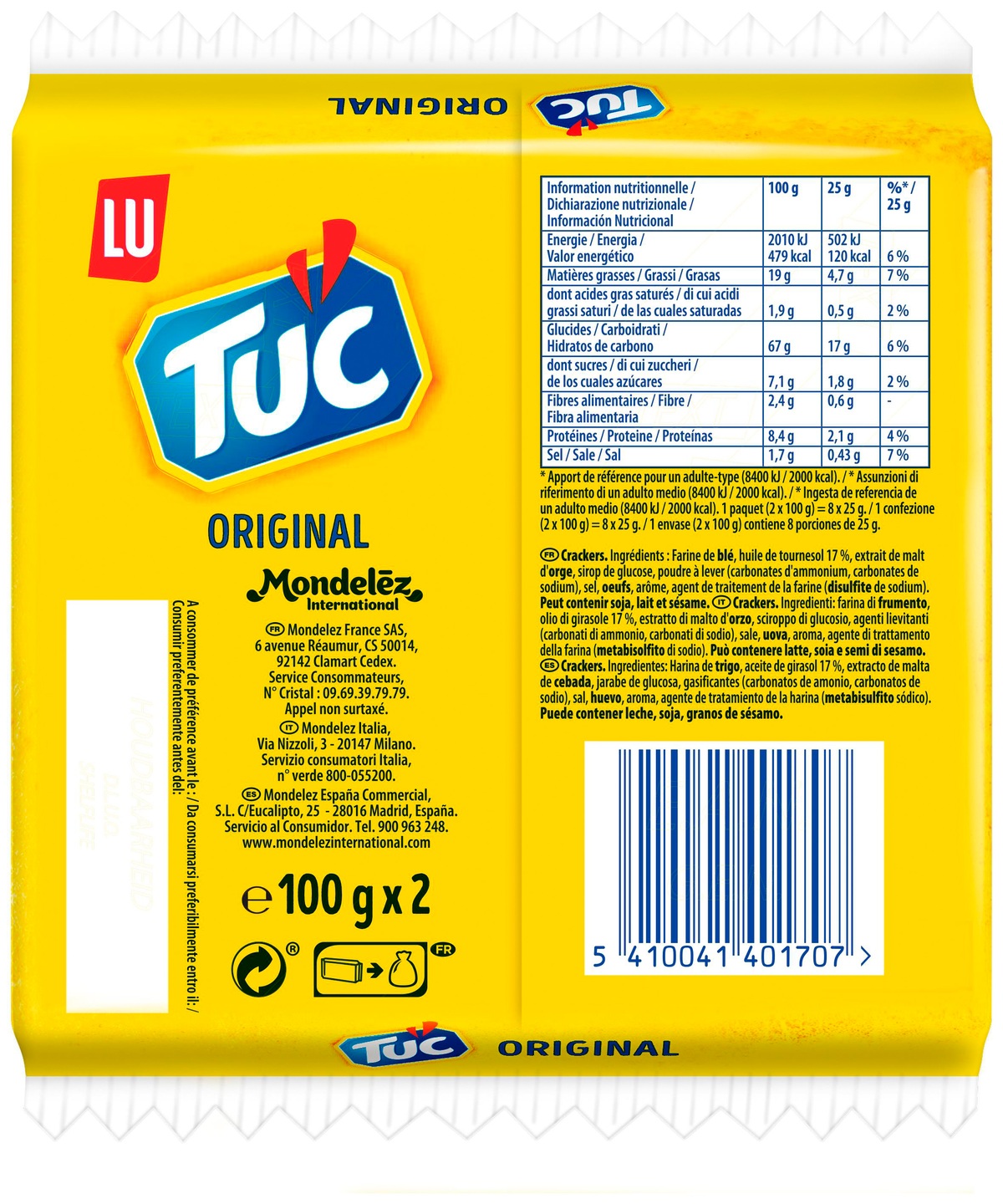 Galleta Tuc lu 100g 2u original