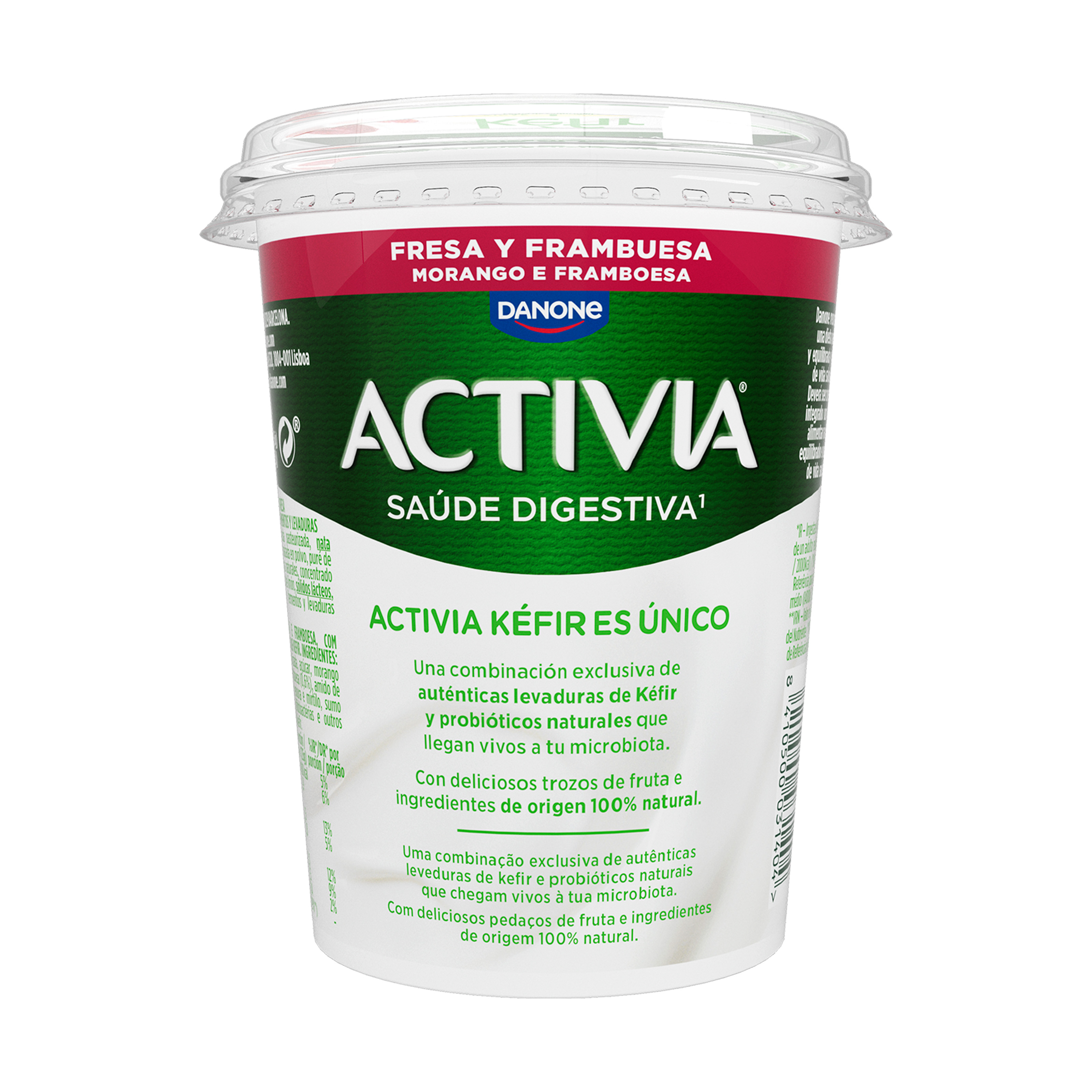 Kéfir activia con sabor a fresa y frambuesa con 380 gramos