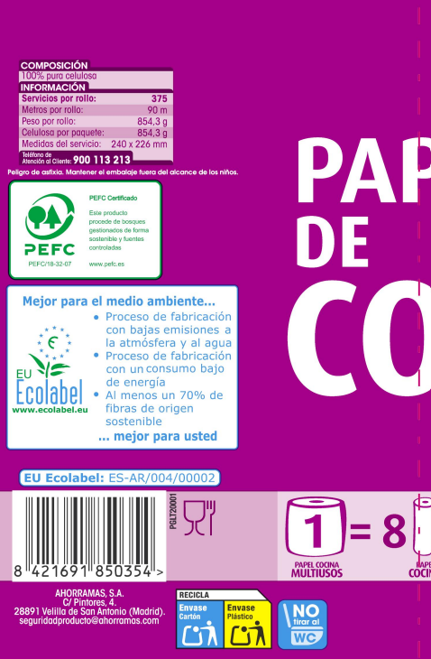 Papel de cocina en rollo Lanta 375 servicios multiusos
