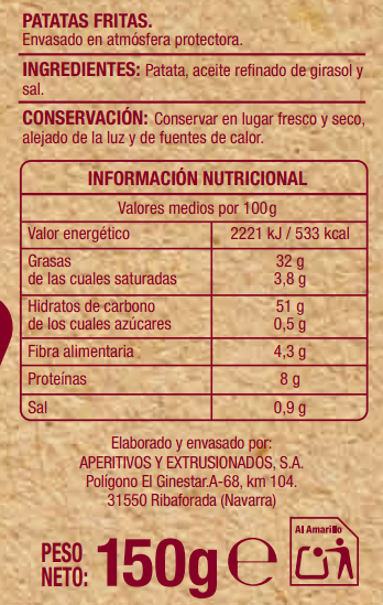 Patatas fritas churrería Alipende 150g