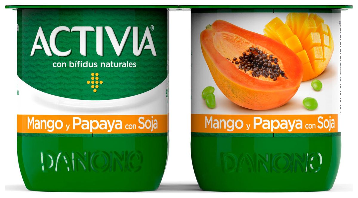 Bífidus Activia soja pack 4 mango y papaya