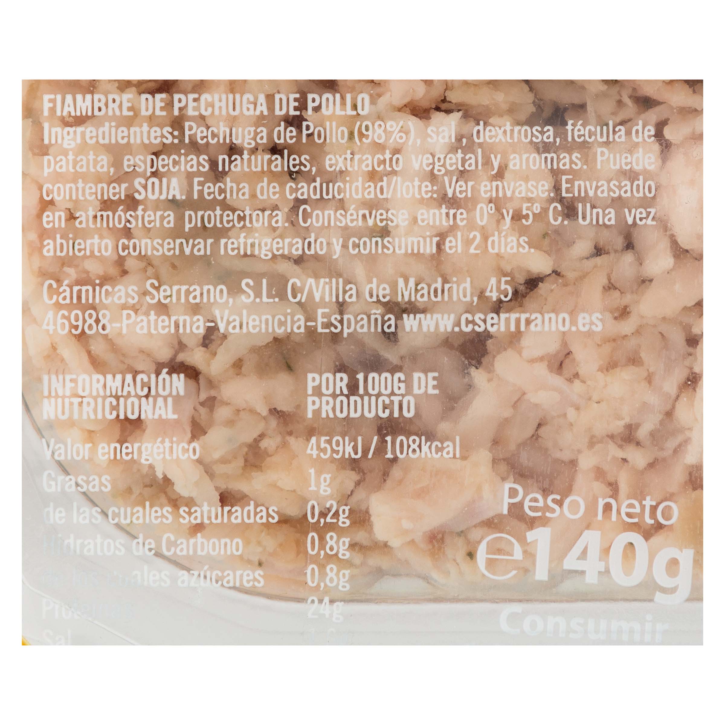Tiras de pechuga de pollo topping Serrano 140g Natural