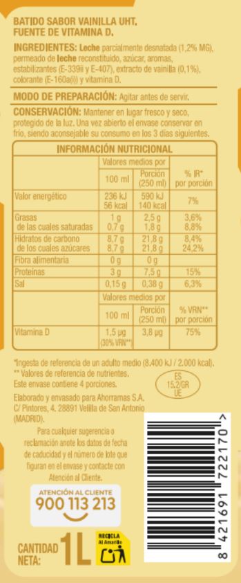 Batido Alipende 1l vainilla