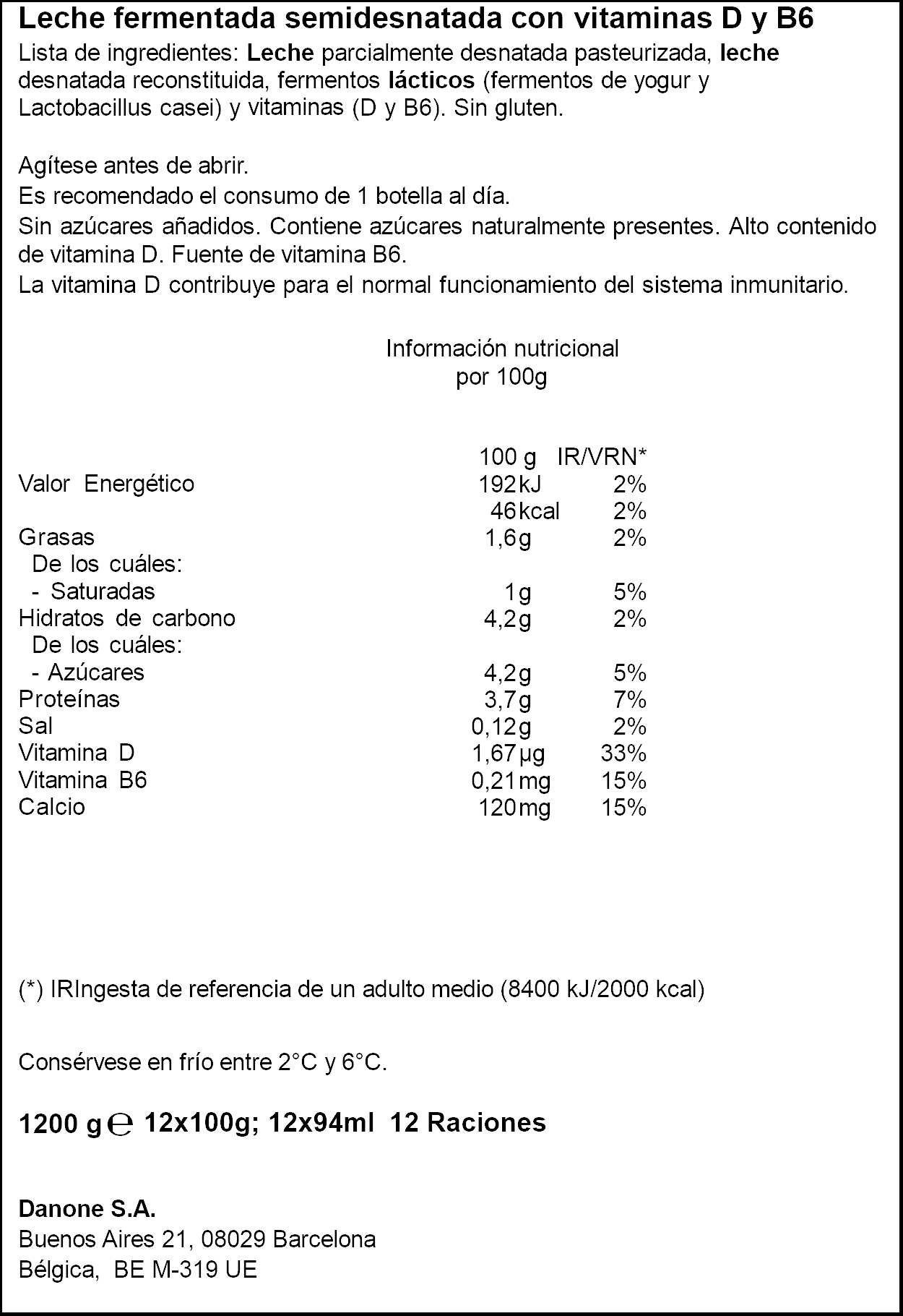 Actimel sin azúcar añadido pack 12 natural