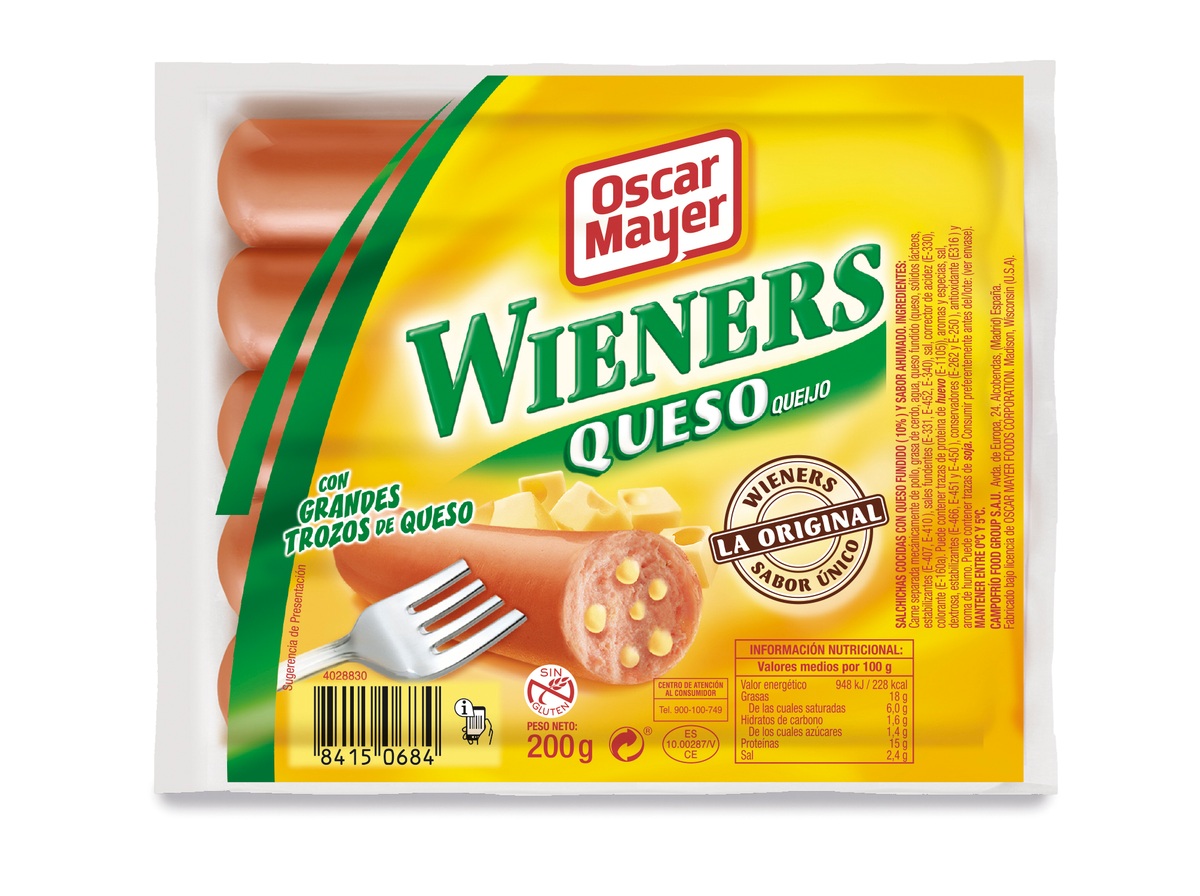 Salchichas wieners con queso Oscar Mayer 200g