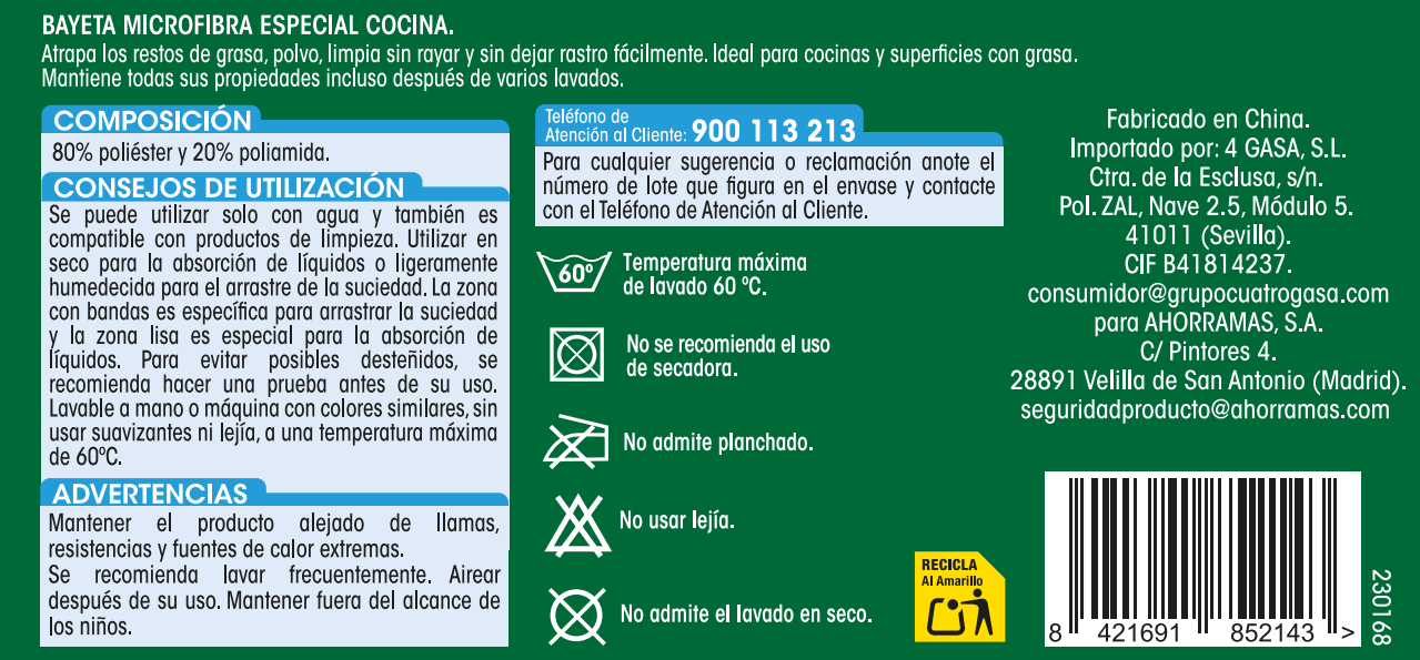 Bayeta microfibra Lanta especial cocina