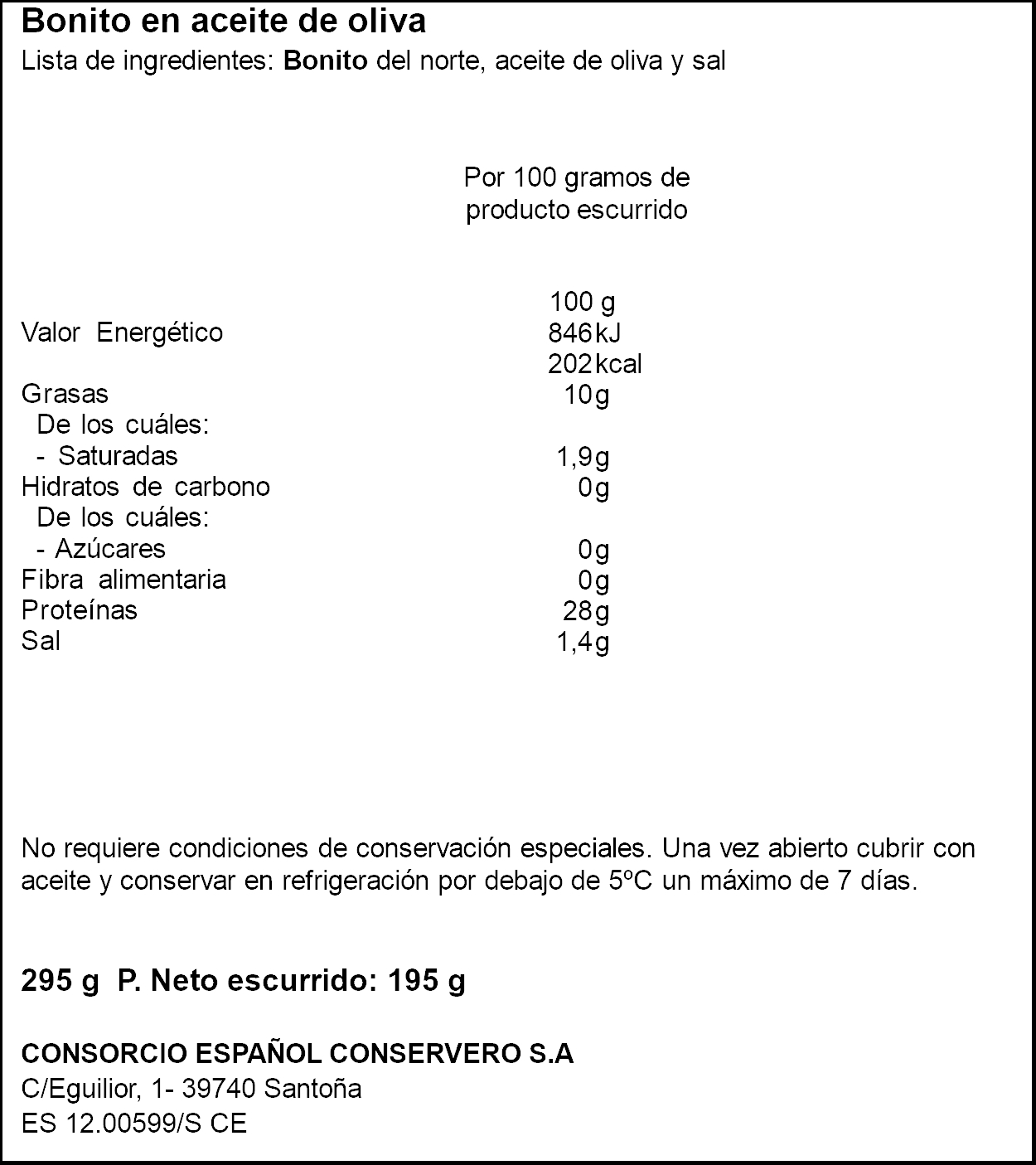 Bonito del norte en aceite de oliva Consorcio 195g