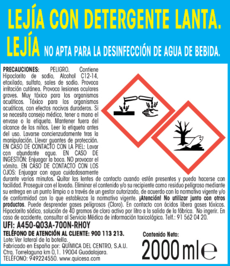 Lejía para ropa Lanta 2l densa