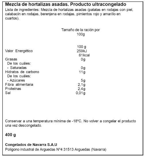 Parrillada campestre Congelados de Navarra 400g