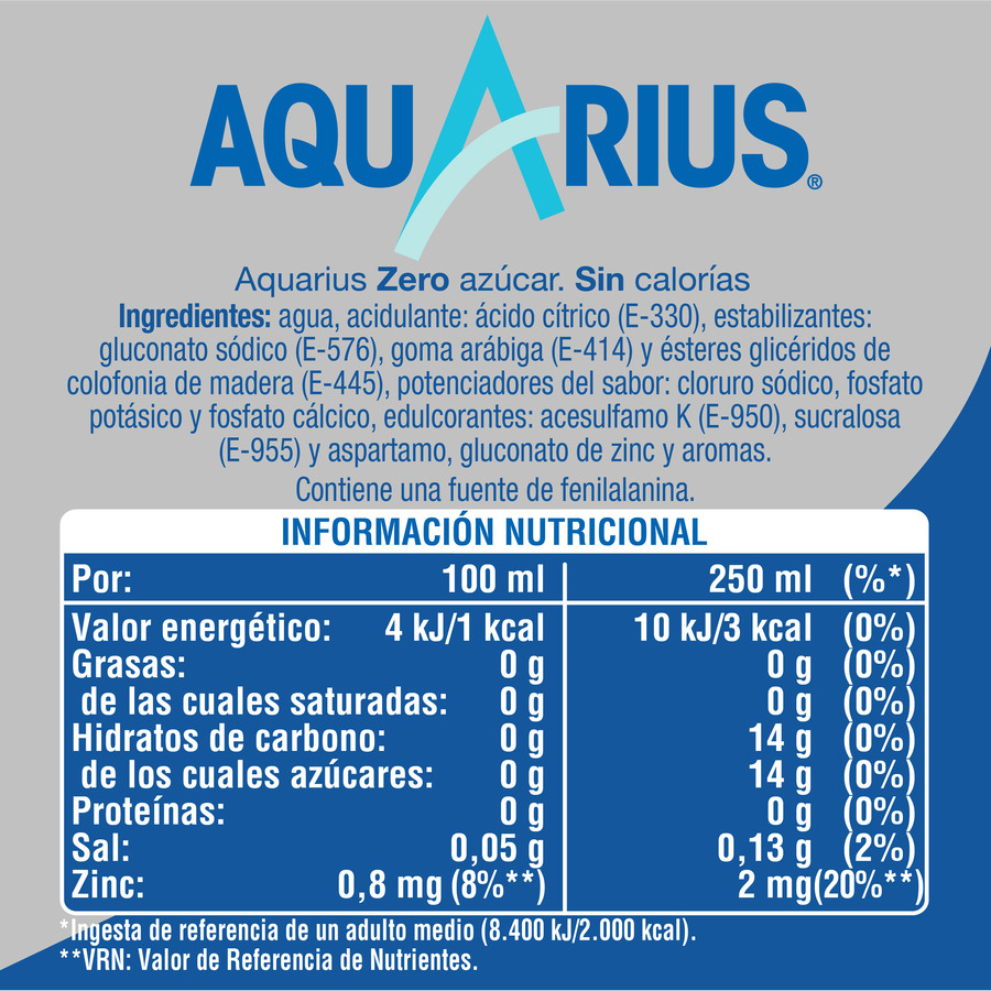 Bebida isotónica zero Aquarius botella 1,5l