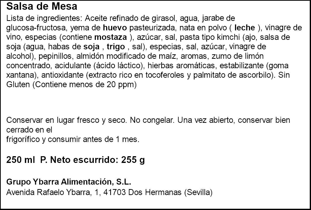Salsa The Champions Burger Ybarra 250ml