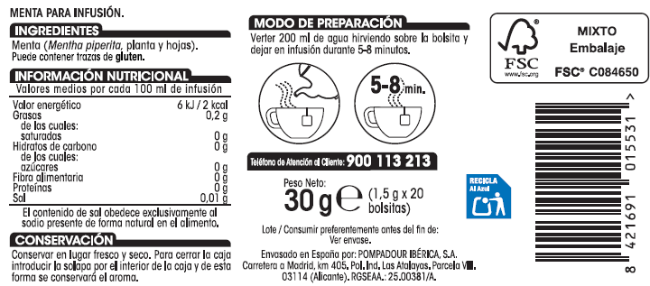 Infusión Alipende 20u menta-poleo