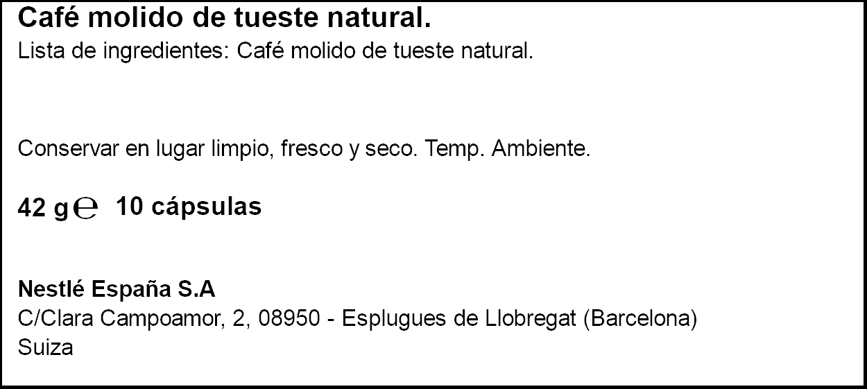 Cápsulas de café ristretto máquinas Nespresso Int. 11 Nescafé 10 cápsulas
