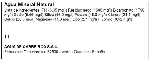 Agua mineral con gas Cabreiroá. Botella rPET 1L