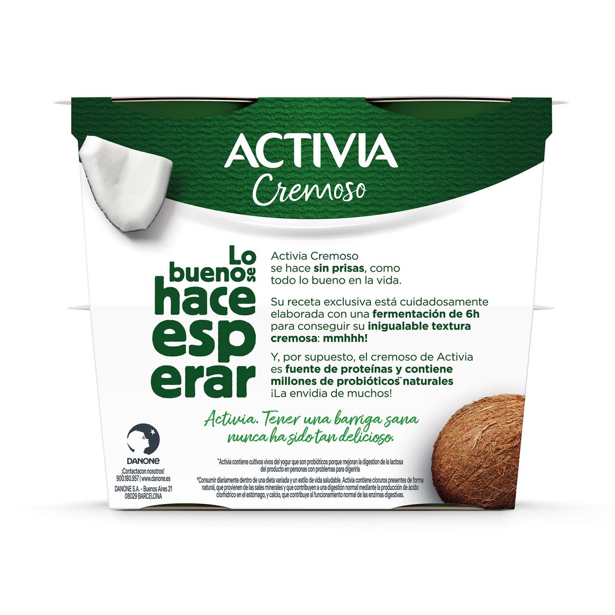 Bífidus Activia cremoso pack 4 sabor coco