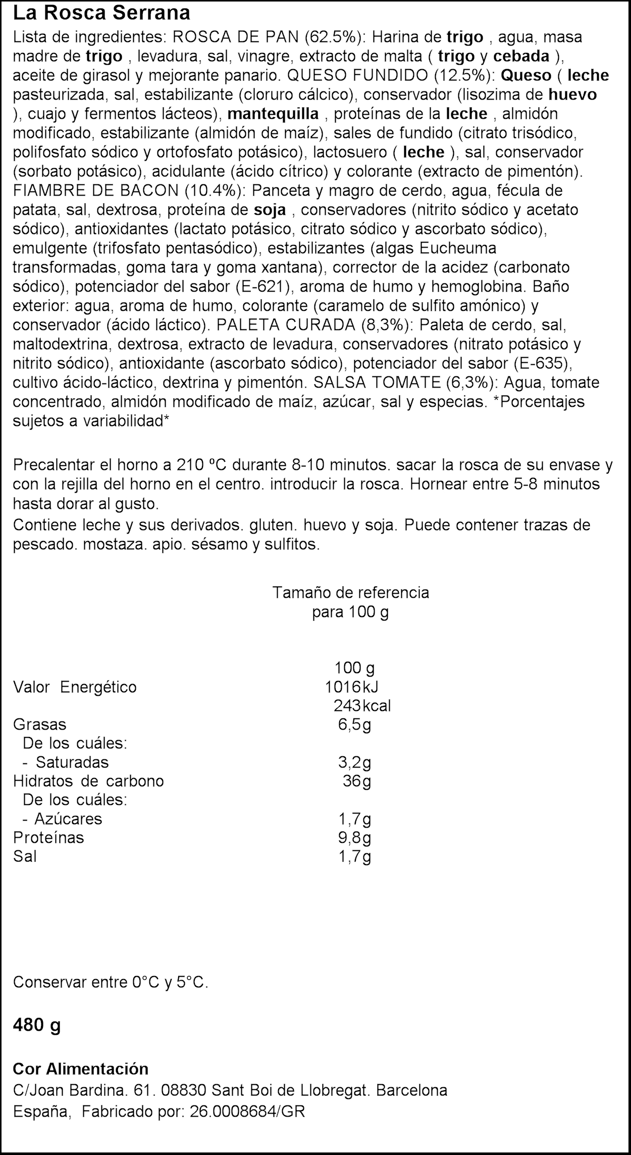 Rosca rústica Deoro serrana 480g