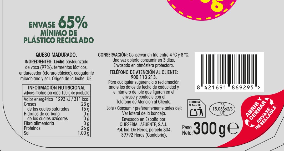 Queso edam lonchas madurado Alipende 300 g