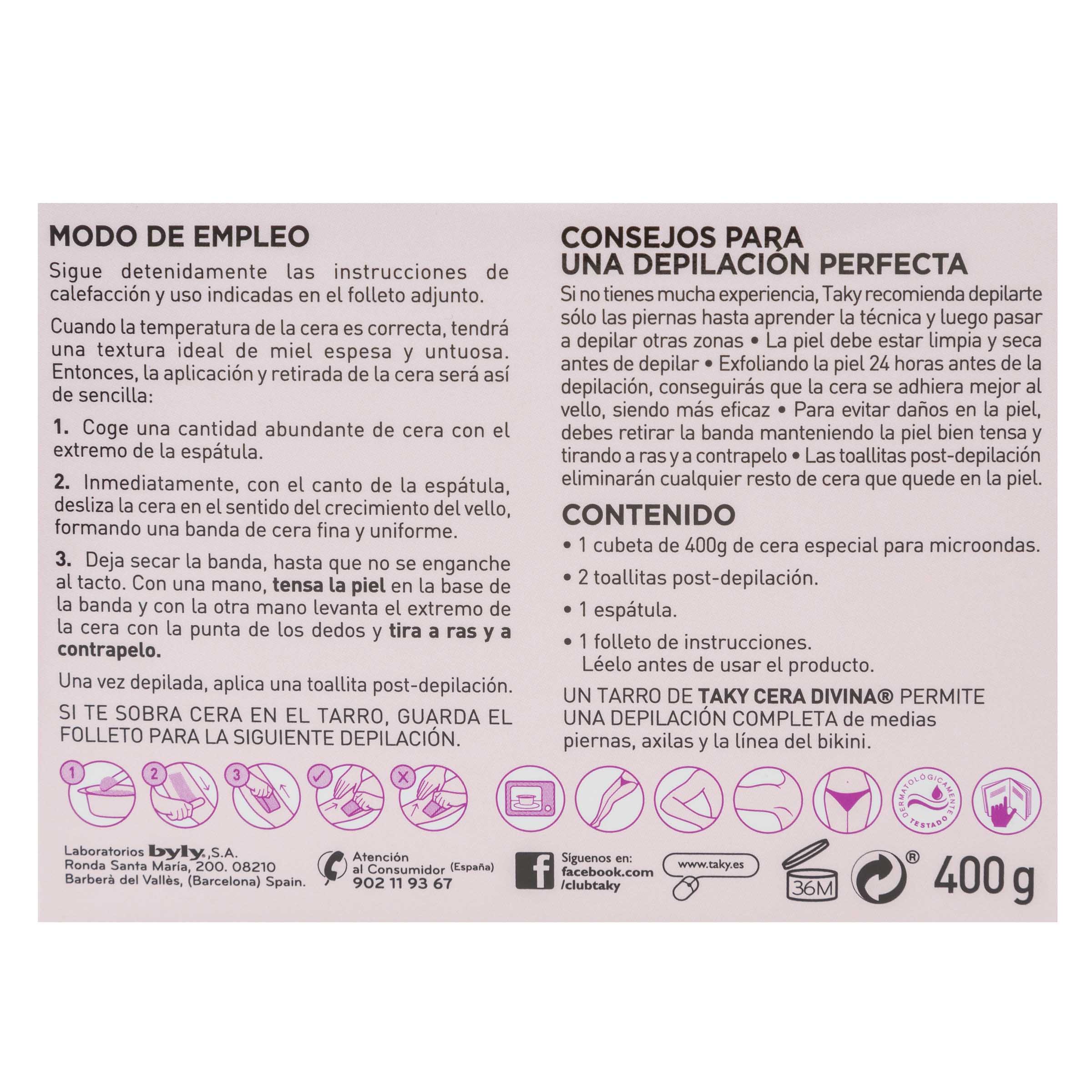 depilatoria divina Taky 400ml corporal especial microondas | Ahorramas