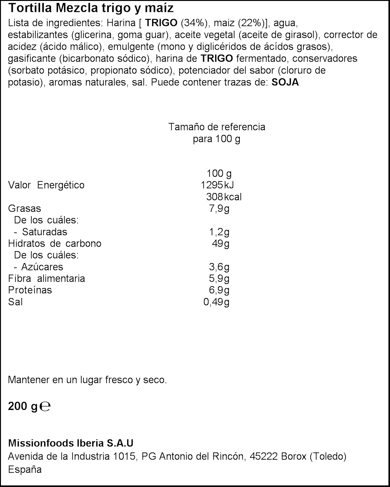 Tortilla de maíztrigo tacos mission 200g Ahorramas