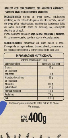 Galleta Digestive 0% azúcar Alipende 400g