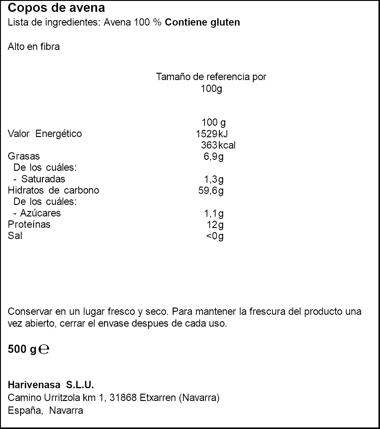 Copos de avena suaves Alea 500g