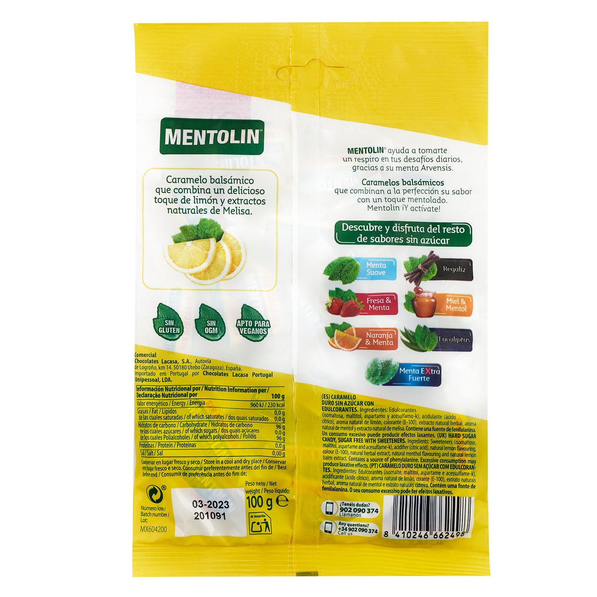 Caramelos Mentolín 100g de limón y melisa