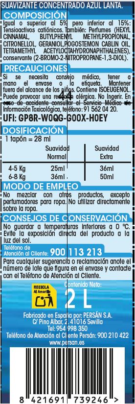 Suavizante Concentrado Lanta 80 Lavados Azul