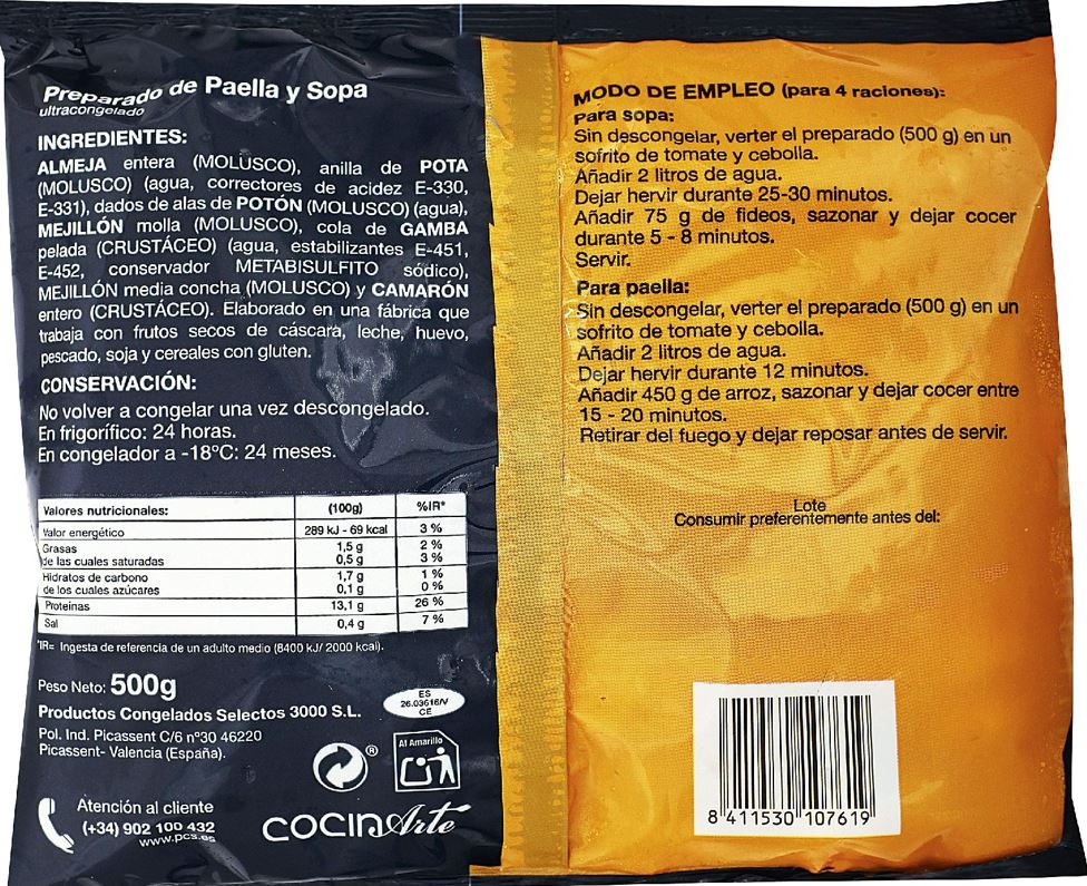 Preparado Cocinarte 500g paella y sopa de marisco